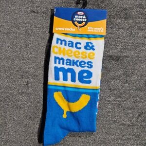 Kraft Mac & Cheese Mens Crew Socks Blue Yellow Novelty Food Size 6-12